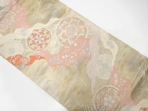 アンティーク　道長取に華文・草花模様織出し袋帯（着用可）